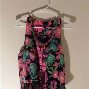 Floral button up Hawaiian tank top